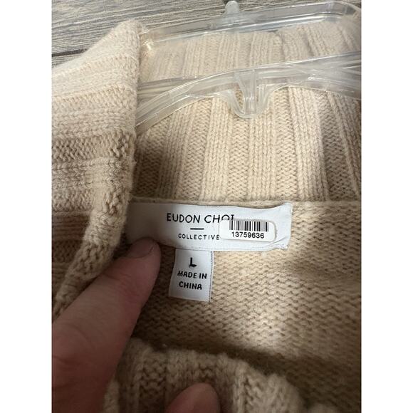 Eudon Choi Collective Two Tone Sweater Dress 100% Wool Sz Large Retail $350 READ - Picture 7 of 13